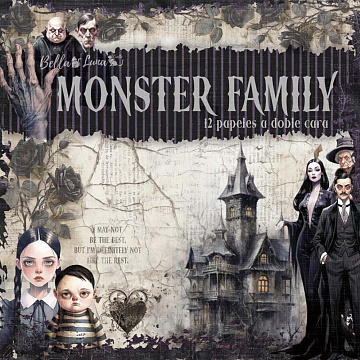 Набор бумаги 20х20 см "Monster family", 12 листов (BellaLuna)
