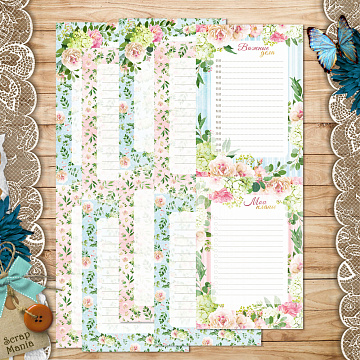 Набор листов 10х30 см "Обнимая счастье. Журналинг", 5 листов (ScrapMania)
