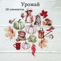 Набор высечек из ткани "Урожай", 5х5,5 см, 18 шт (RozeFlowers)