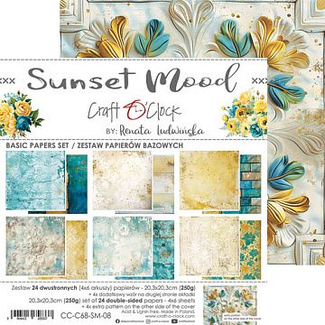 Набор бумаги 20х20 см "Sunset mood. Basic", 24 листа (CraftO'clock)