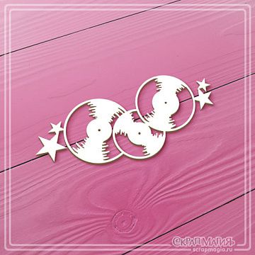 Чипборд "Виниловые пластинки со звездами", 7,3х4,1 см (СкрапМагия)