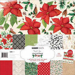 Набор бумаги 30х30 см с наклейками "Home For Christmas", 12 листов (Kaiser)