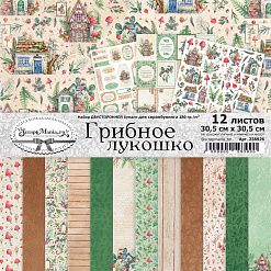 Набор бумаги 30,5х30,5 см "Грибное лукошко", 12 листов (ScrapMania)