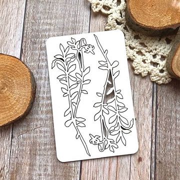 Чипборд "Ботаника. Травинки", 8х3 см (Белый кот)