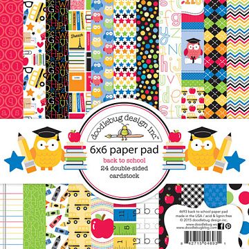 Набор бумаги 15х15 см "Back to school", 24 листа (Doodlebug)