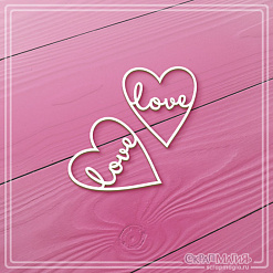Чипборд "Надпись Love в сердечке", 3,3х3,8 см (СкрапМагия)