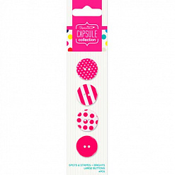 Набор пуговиц "Spots & Stripes Brights", цвет ярко-розовый (DoCrafts)