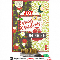 Набор бумаги 30х30 см с наклейками "Very Merry", 12 листов (Simple Stories)