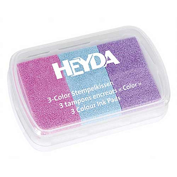 Штемпельная подушечка "Inc Pads 3 Colour" с чернилами на масляной основе, оттенки розового с голубым (Heyda)