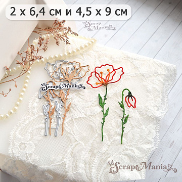 Нож "Длинные растения. Цветок мака дикого", 4,5х9 см (ScrapMania)