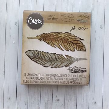 Набор ножей для вырубки и тиснения Bigz Die, Texture Fade "Feather Duo. Пара перышек" (Sizzix)