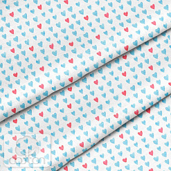 Отрез ткани 79х50 см "Сердечки голубые" (Cotton)