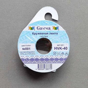Лента кружевная "Белая" ширина 1,5 см, длина 3 м (Gamma)