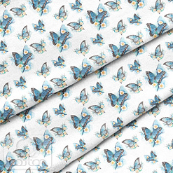 Отрез ткани 39х50 см "Голубые бабочки" (Cotton)