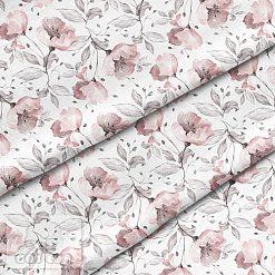 Отрез ткани 39х50 см "Цветы акварельные розовые" (Cotton)