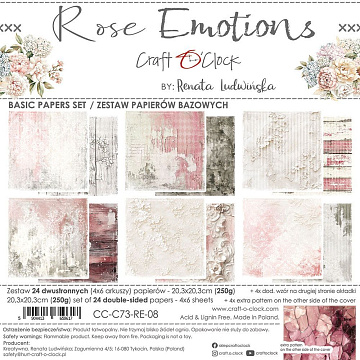 Набор бумаги 20х20 см "Rose emotions. Basic", 24 листа (CraftO'clock)