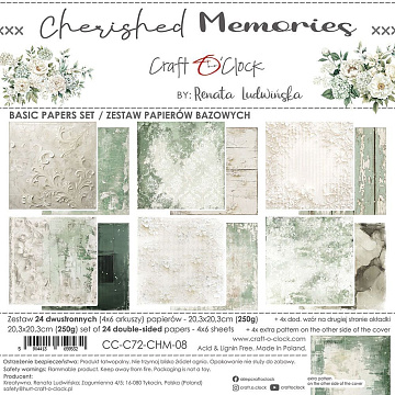 Набор бумаги 20х20 см "Cherished memories. Basic", 24 листа (CraftO'clock)