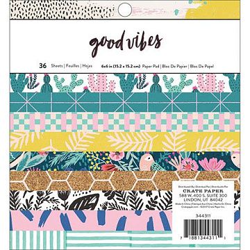 Набор бумаги 15х15 см "Good vibes", 36 листов (Crate paper)
