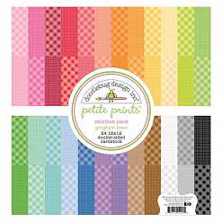 Набор бумаги 30х30 см "Gingham-linen rainbow. Фоновый", 24 листа (Doodlebug)