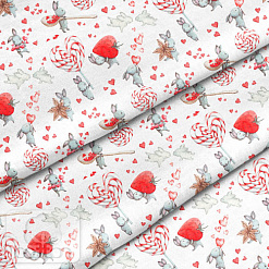 Отрез ткани 39х50 см "Зайки с карамелькой" (Cotton)