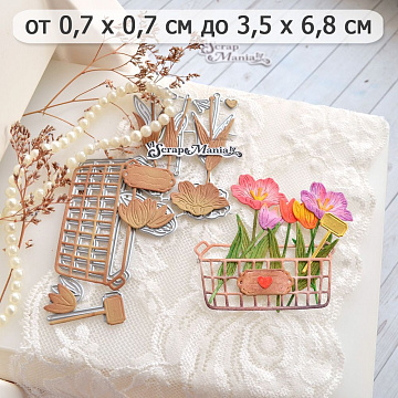 Нож "Цветочный комплимент. Корзина с тюльпанами", 3,5х6,8 см (ScrapMania)