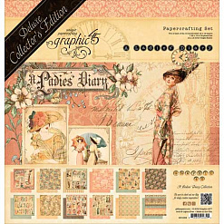 Набор бумаги 30х30 см "Ladies diary. Дневник леди", 24 листа (Graphic 45)