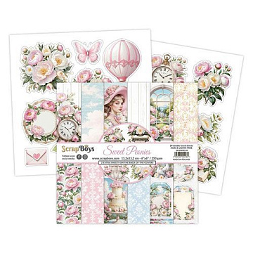 Набор бумаги 15х15 см "Sweet peonies", 24 листа (ScrapBoys)