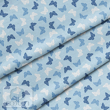Отрез ткани 79х50 см "Бабочки на голубом" (Cotton)