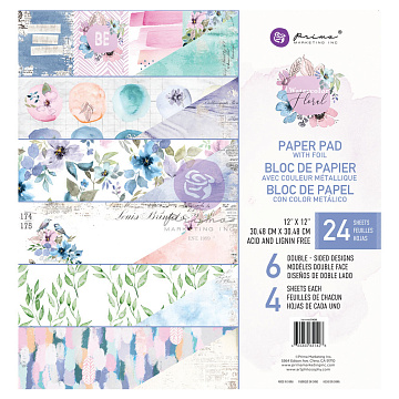 Набор бумаги 30х30 см с фольгированием "Watercolor floral", 24 листа (Prima Marketing)