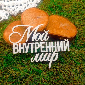 Украшение из чипборда "Мой внутренний мир" (Белый кот)