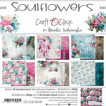 Набор бумаги 20х20 см "Soulflowers", 24 листа (CraftO'clock)