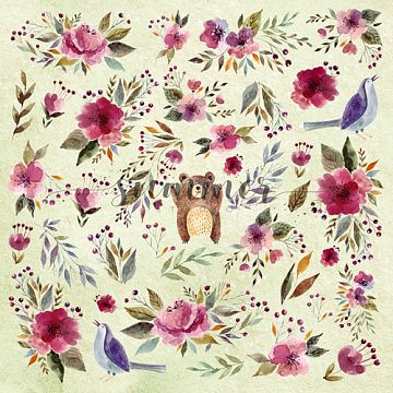 Бумага 20х20 см "Marsala Flowers's" (Summer Studio)