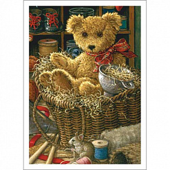 Тканевая карточка "Плюшевая семейка. В корзинке" (ScrapMania)