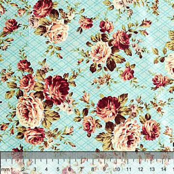 Отрез ткани 48х50 см "Цветочная классика. Розы на голубом" (Hobby and You)