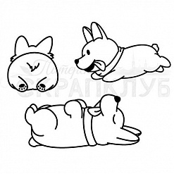 Штамп "Корги", 1х2,5 см  (Скрапклуб)