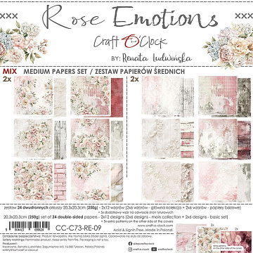 Набор бумаги 20х20 см "Rose emotions. Mix", 24 листа (CraftO'clock)