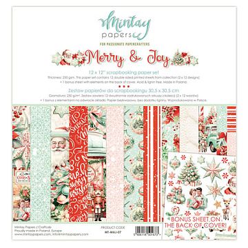 Набор бумаги 30х30 см "Merry & Joys", 12 листов (Mintay)