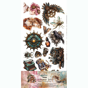 Набор бумаги 15х30 см "Steampunk Time. Для вырезания", 7 листов (Alchemy of Art)
