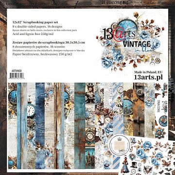 Набор 30х30 см "Vintage in blue", 9 листов (13Arts)