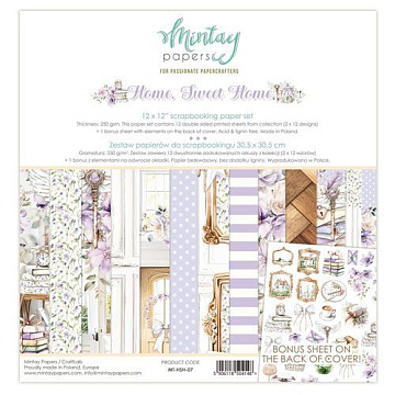 Набор бумаги 30х30 см "Home, Sweet Home", 12 листов (Mintay)