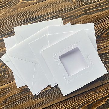 Набор заготовок для открыток 13,5х13,5 см с конвертами "Рождество", белые, 4 шт (Papermania)