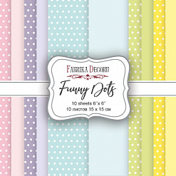 Набор бумаги 15х15 см "Funny Dots", 10 листов (Фабрика Декору)