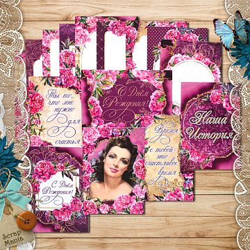 Набор карточек "Пионовый роман" (ScrapMania)