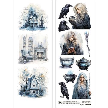Лист с картинками 10х30 см "Магия черного ворона" (ScrapMania)